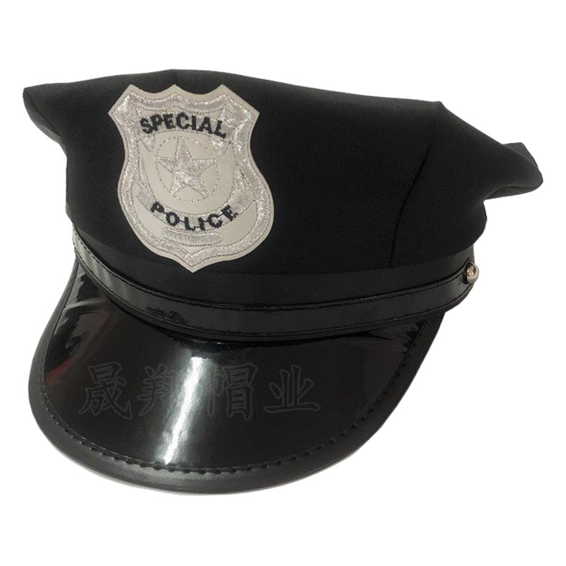 Children's Octagonal Hat Cross-Border Trade Adult Blue Police Hat Boys' Sunshade Accessory Breathable Flat-Top Hat Wholesale
