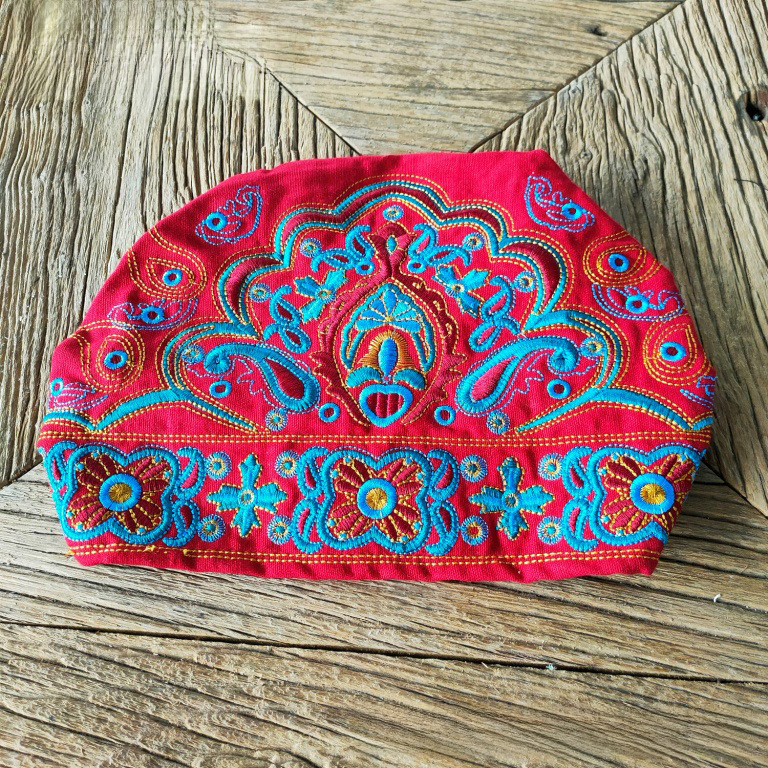 Chapeau haut de forme vide en toile brodée de style ethnique pour femmes, foulard élastique réglable pour voyage et photo_voghion.com