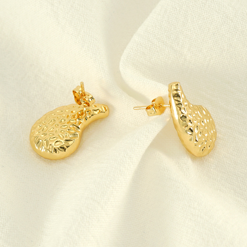 Cruz-frontera europea y americana desigual textura gota-en forma de pendientes de moda todo fósforo de acero inoxidable pendientes de la joyería al por mayor para las mujeres