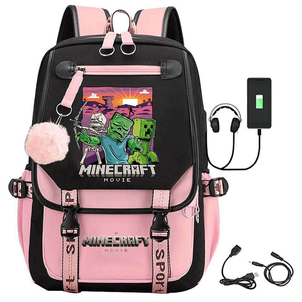 Cross-border Minecraft Minecraft Movie Peripheral Printed Backpack School Bag Student Campus Backpack