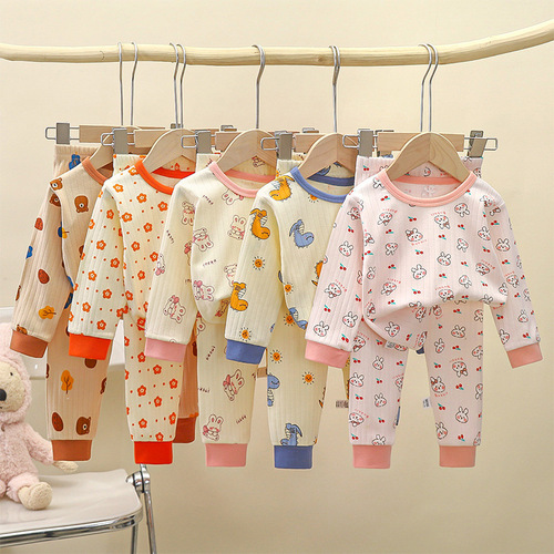Children's cotton underwear set spring new boy autumn clothes autumn pants baby pajamas girl home clothes children's clothing