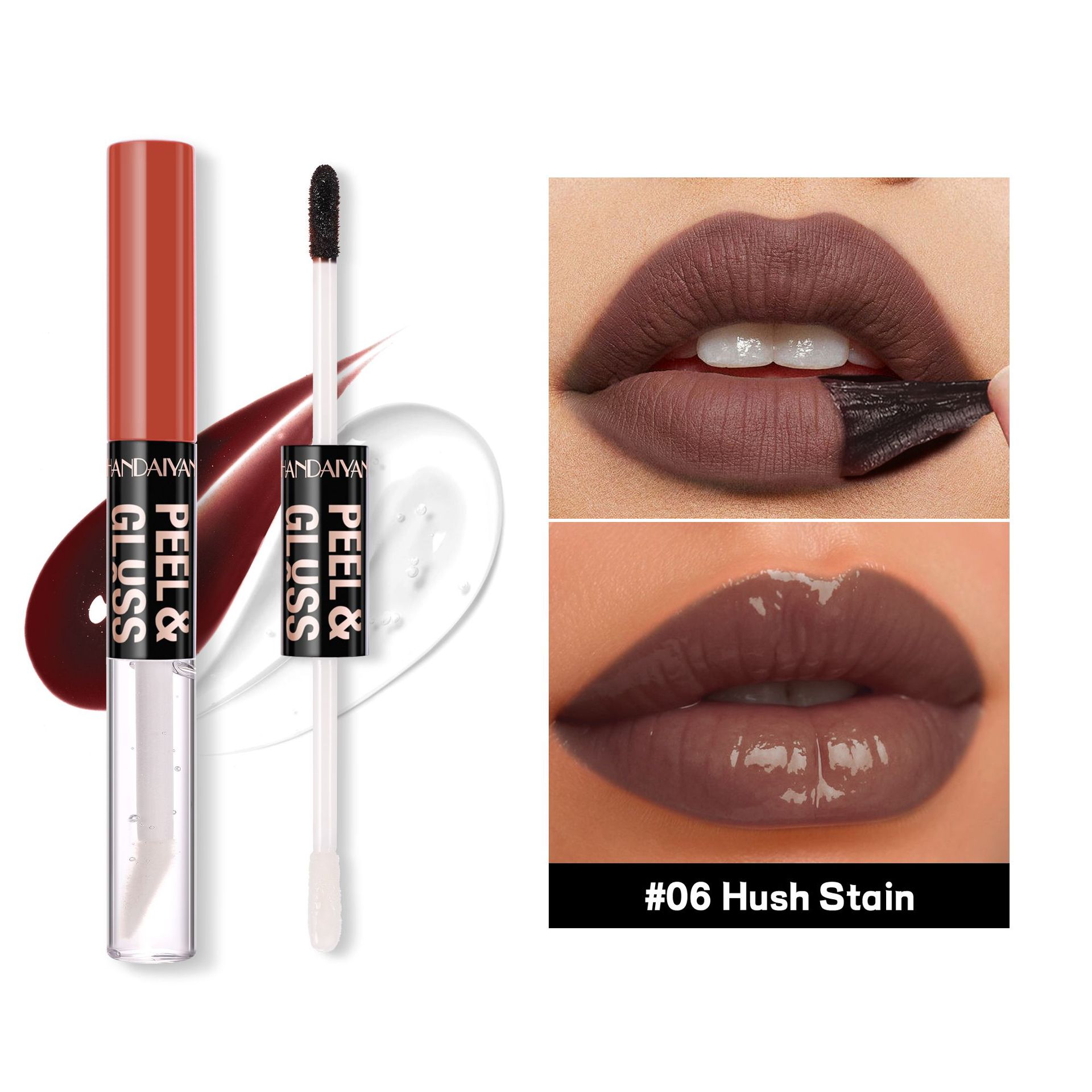 Transfronterizo rasgar lápiz labial mate impermeable HANDAIYAN humectante fácil de colorear reparación doble cabeza suave