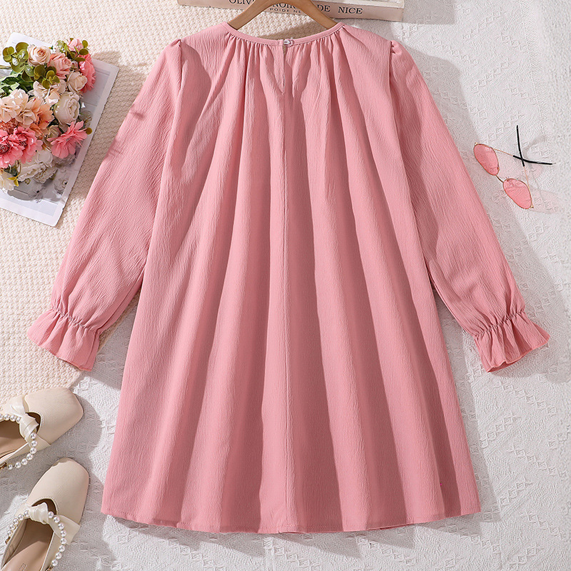 Mädchen Plissiertes Langarmkleid Für Den Herbst Bequemer Stil_voghion.com