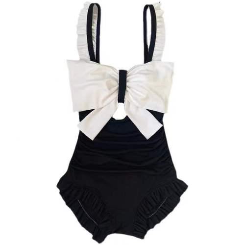 New swimsuit women's wholesale one-piece ruffle professional swimwear bow backless spa