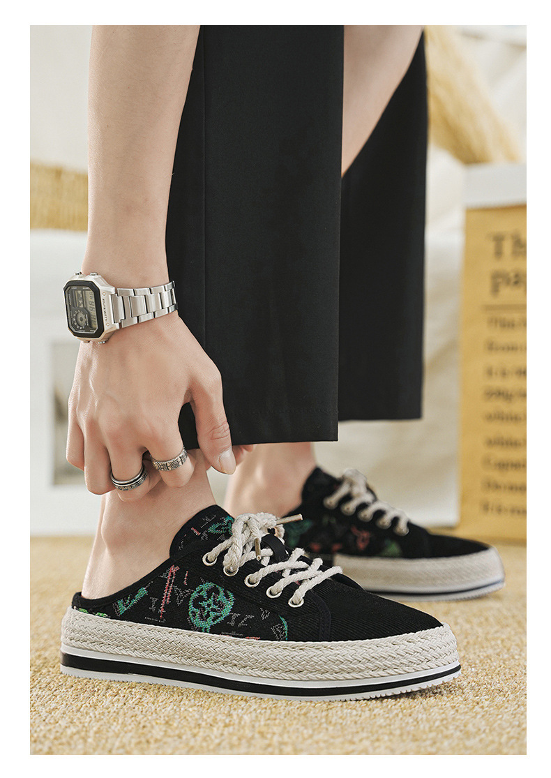 Scarpe da pescatore casual da uomo, alla moda, estive, in paglia intrecciata, con un piede solo, pigre, nuovo articolo 2024_voghion.com