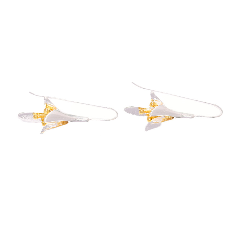 Ventas transfronterizas calientes pendientes de flores de lirio para mujeres estilo retro largo temperamento flor auriculares auriculares de estilo europeo y americano al por mayor image 6