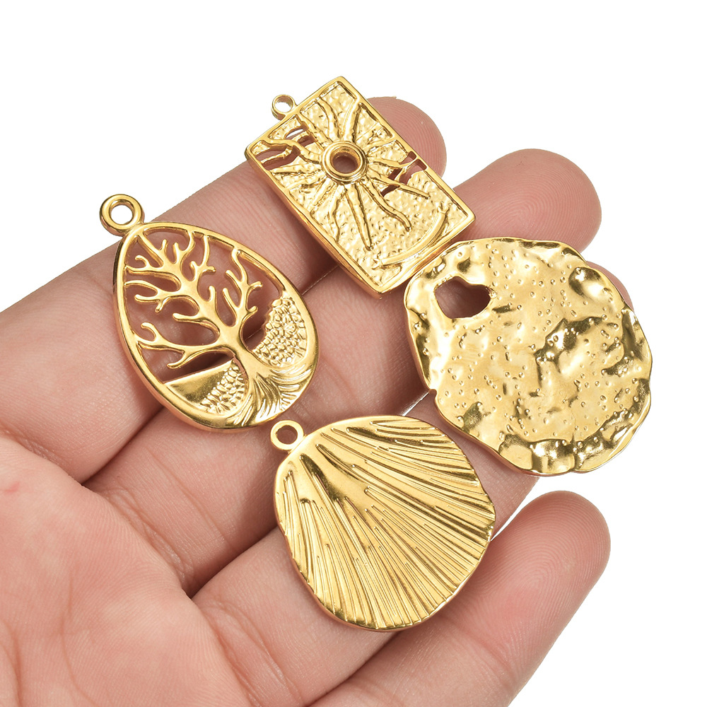 DIY Jewelry Accessories Classification 5 PCS/Package 304 Stainless Steel Irregular Sun Tree Sandblasted Polished Brushed Pendant