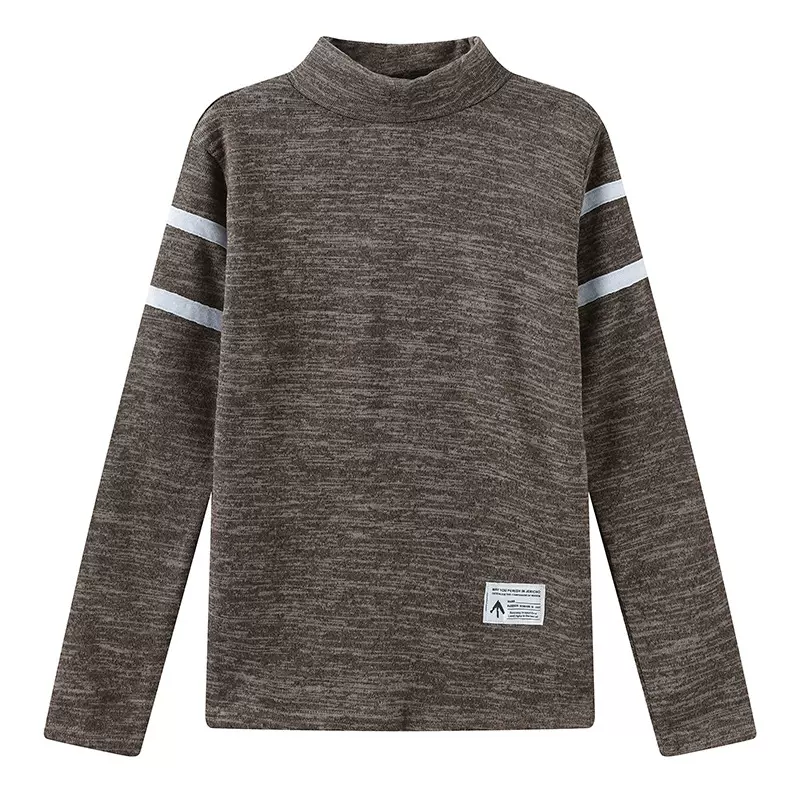 加绒加厚T恤男长袖保暖衣服冬季半高领冬装防寒卫衣休闲