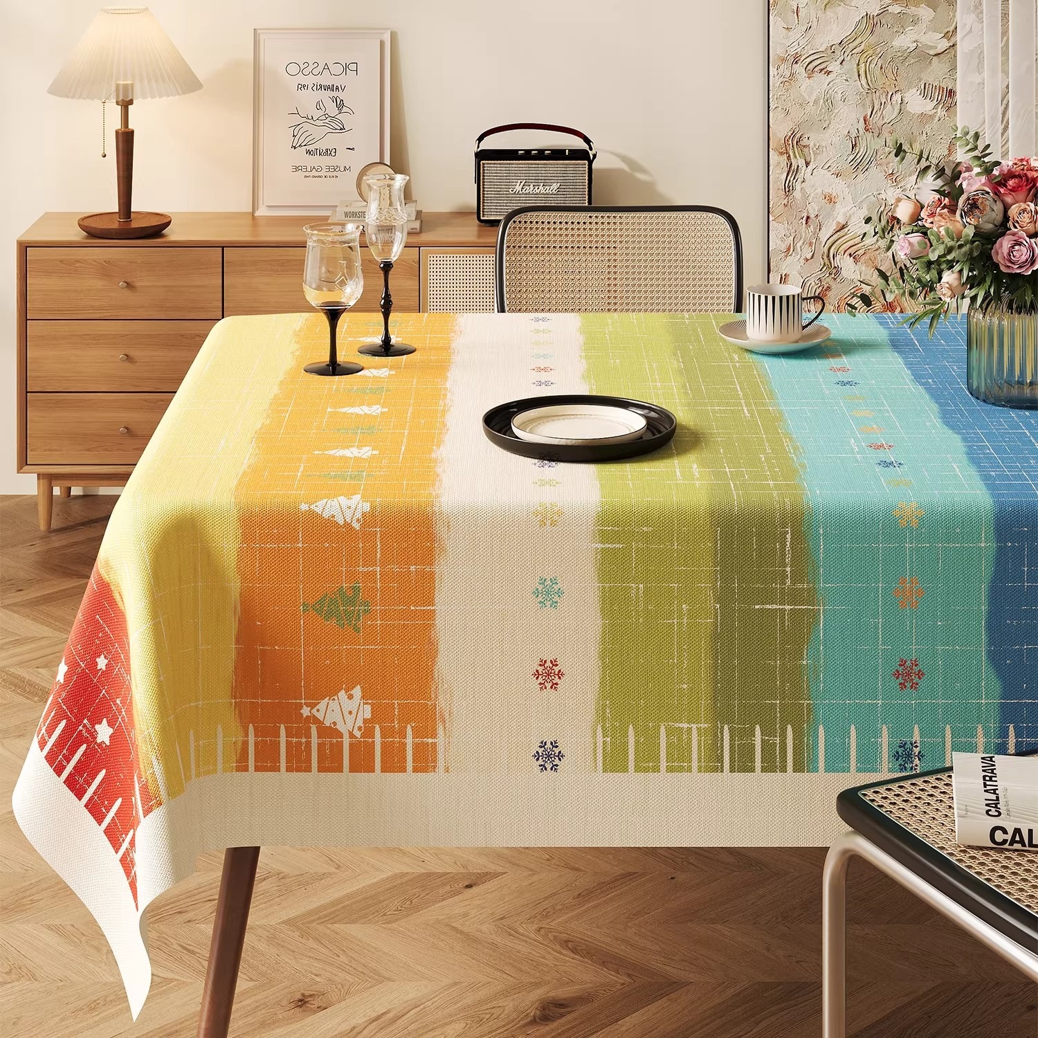 Dopamine Tablecloth Waterproof Oil-Proof Washable Heat-Resistant Vintage Dining Table Mat Light Luxury High-End Rectangular Coffee Table Cloth