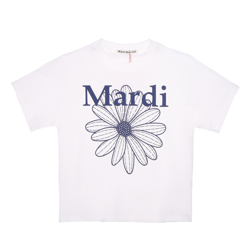 韓国マルディトレンディな半袖フラワープリントゴールドハイシルバー夏ラウンドネック純綿ルーズTシャツトップトレンディ|undefined