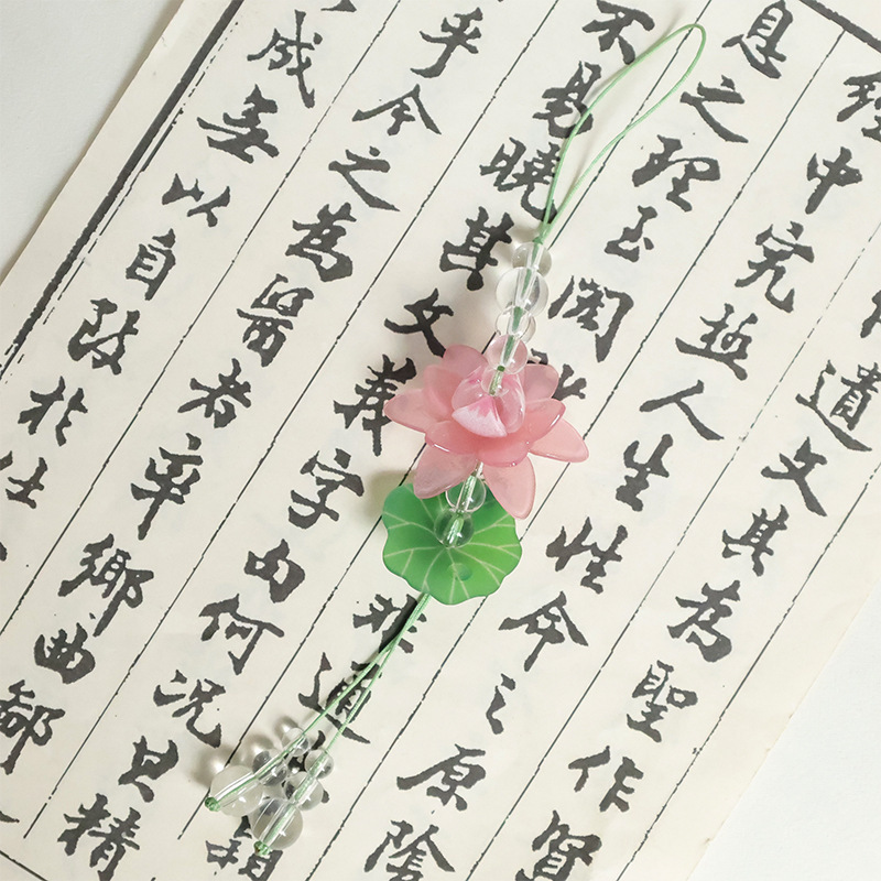 好运莲莲挂件国风旗袍压襟莲花荷花高颜值超精美包挂坠手机链饰品|undefined