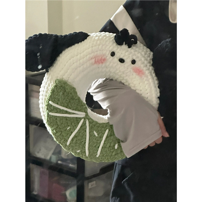 三眼仔甜甜圈抱枕手工diy材料包超大帕恰狗粗毛线编制可爱靠枕女