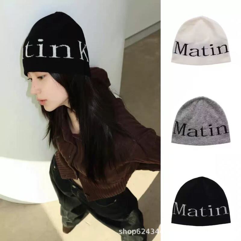 Korean Trendy Brand Matin K Hat, Same Style as Zhang Guijin, Mk Letter Knitted Hat