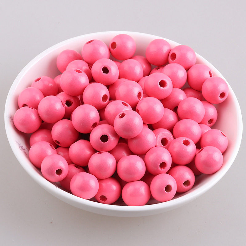 Accesorios de joyería de bricolaje color loto cuentas redondas de madera color caramelo cuentas de madera macarons cuentas de madera al por mayor