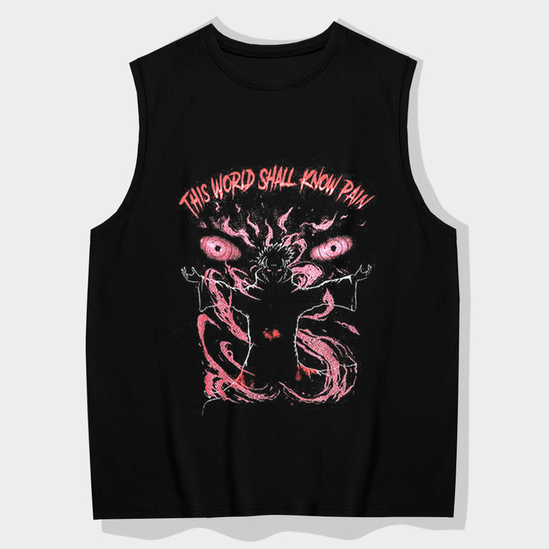 Cross-Border Summer Naruto Sasuke Naruto Cartoon Animation Printed Cotton Sleeveless Vest Vest T-Shirt Ins