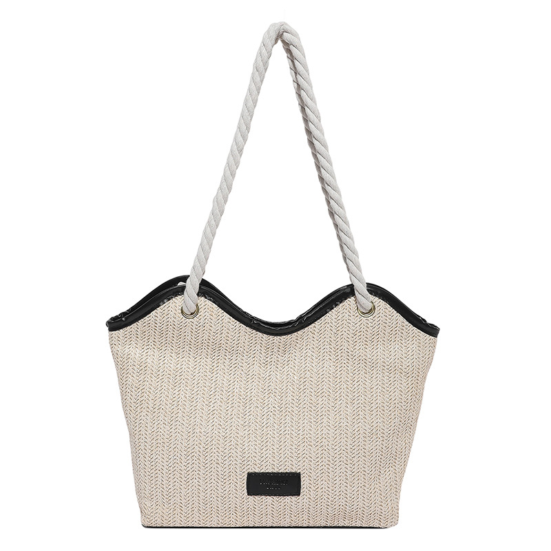 Bolso femenino transfronterizo tejido simple y moderno casual todo-fósforo bolso de paja portátil bolso de axila de un solo hombro bolso de alta capacidad