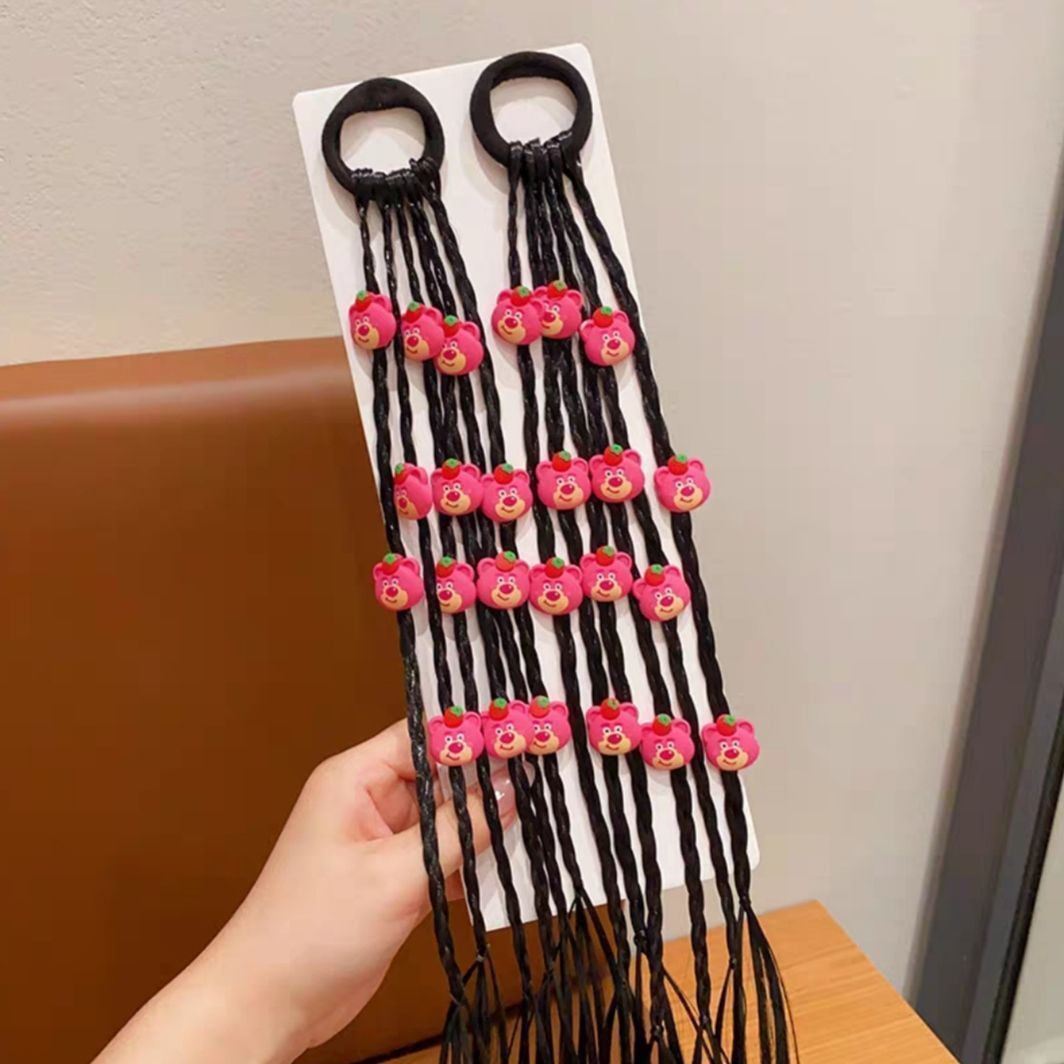 Princesa de nieve para niños peluca trenzada anillo de cabello de cola de caballo alta trenzada cabello de boxeo dulce y fresco trenzado