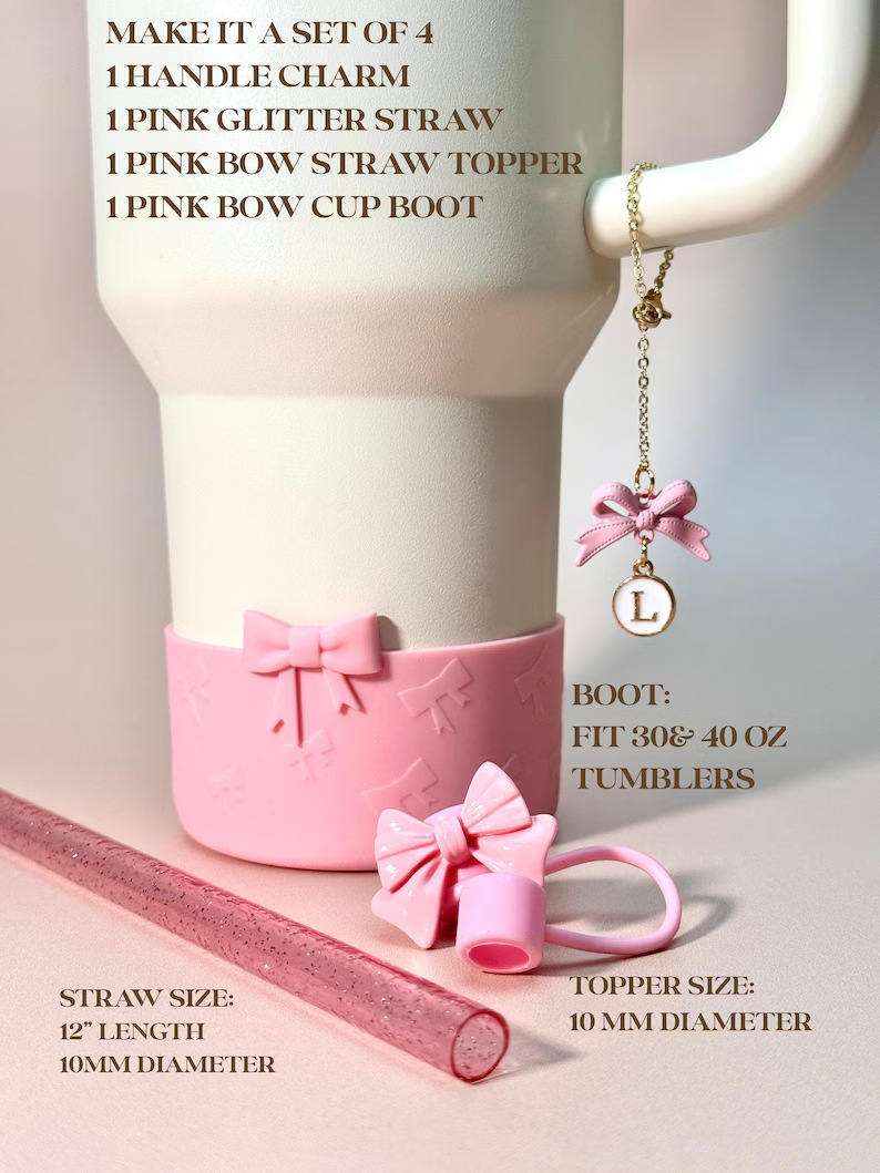 90g Weight Straw Decorative Cap, Cup holder, Cup Chain Kitchen and drinking utensils 1 Set Quantity Casual Occasion Silica Gel Material Bow Knot Pattern Cute Style Cute Bow Knot Silica Gel Straw Decorative Cap Cup Holder Cup Chain 1 Set 7