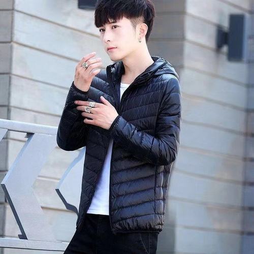 Cotton clothing men's foreign trade men's lightweight Yurong cotton clothing winter slim hooded stand collar solid color warm vest jacket for men