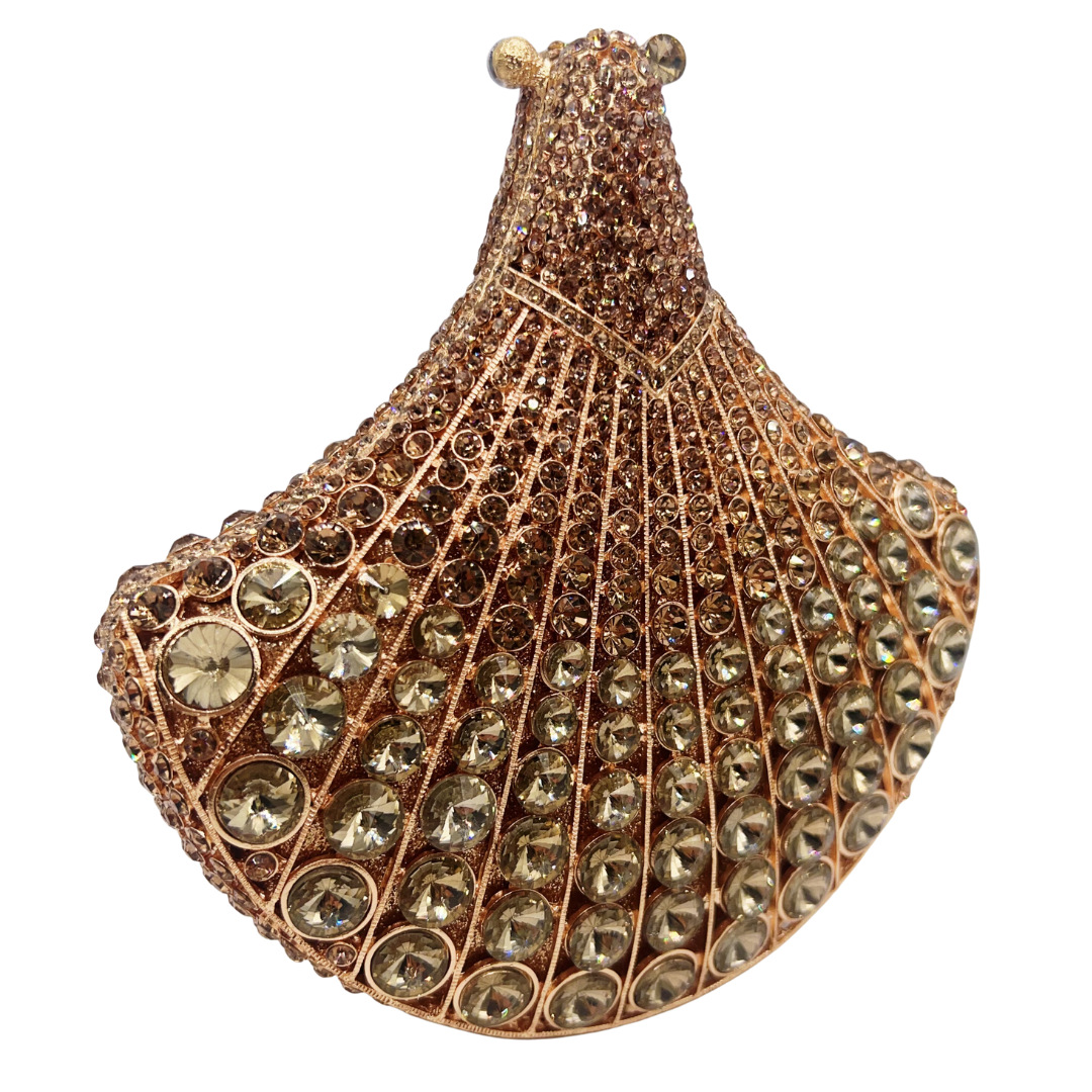 Clutch nữ hình quạt đính đá cao cấp dự tiệc cầm tay — màu vàng, bạc, màu đỏ, màu ô liu xanh chi tiết 6