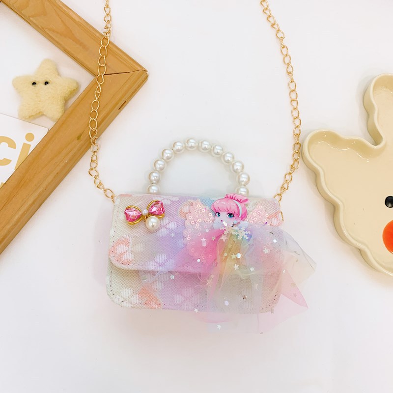 2025 nuevo bolso infantil bolso de perla princesa rosa bolso de hombro para niñas bolso de cambio
