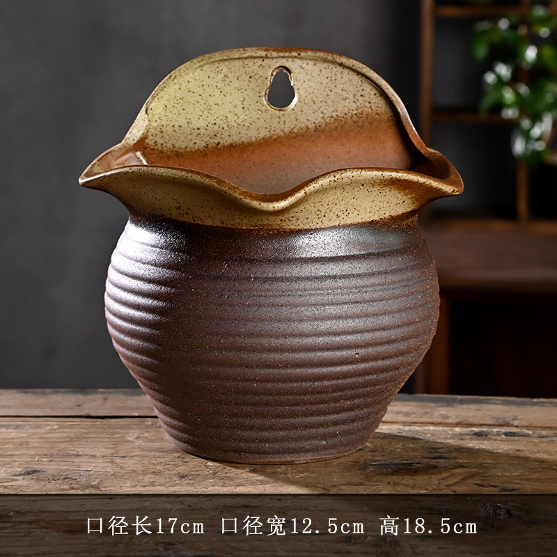 Outdoor Courtyard Wall-Mounted Retro Creative Pothos Flower Pot Ceramic Stoneware Household Succulent Pottery Pot Clearance Clearance Wholesale Outdoor Courtyard Wall-Mounted Retro Creative Pothos Flower Pot Ceramic Stoneware Household Succulent Pottery Pot Clearance Clearance Wholesale