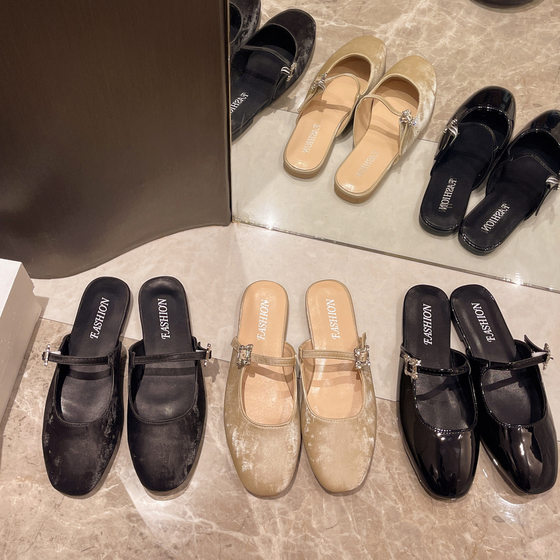 Elegant New Lazy Fairy Soft Sole Mueller French Shoes 2025 Half Slippers Women's Summer Outwear Toe Small Chanel Style