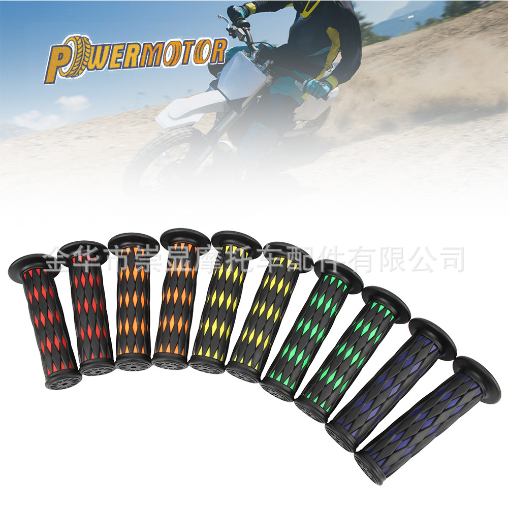 Factory Direct Sales of Motorcycle Electric Vehicle Modification Accessories, Two-Color Checkered Handlebar Soft Rubber Horn-Shaped Grip Covers for All Seasons, Wholesale