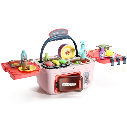 Children's play house kitchen toy oven set can produce water to simulate barbecue, change color, cook and cook toys for boys and girls