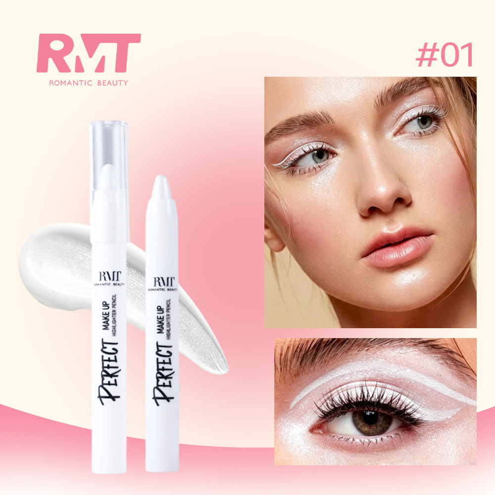 Transfronterizos resaltados lápiz de sombra de ojos blanco brillante varilla de sombra de ojos brillante delicada multifuncional maquillaje de color resaltado lápiz de maquillaje de belleza