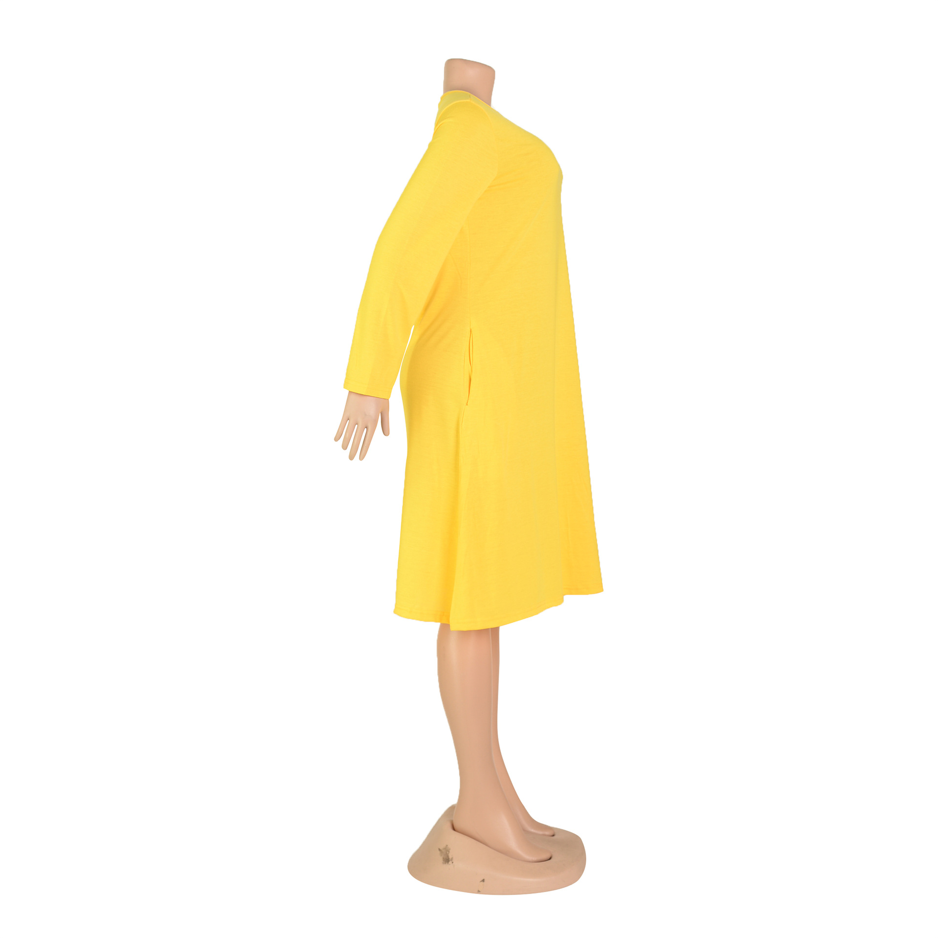 Women Clothing Dress Long Sleeve T-shirt Mid Solid Color Basic Summer Autumn