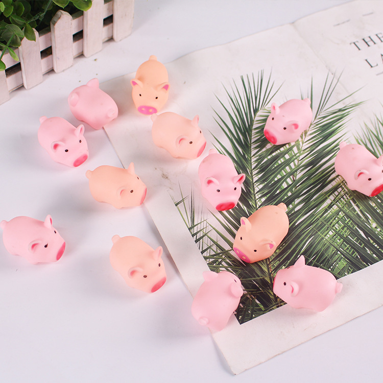 Cartoon pink little pig toy, Squeezing Pig Prank Little Pig Squeeze and Scream Stress Relief and Water Play Toy