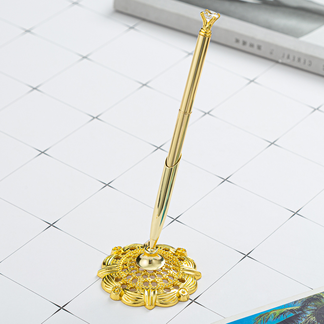 Bolígrafo de diamante en stock mayorista bolígrafo de diamante bancarios bolígrafo de hotel con logotipo imprimible bolígrafo de diamante