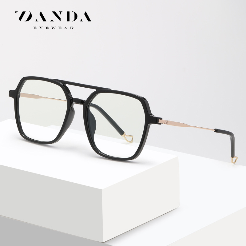 2023 nuevo anti-azul gafas de luz de moda gran marco de doble haz de gafas de miopía marco TJ849 luz azul de moda gafas lisas