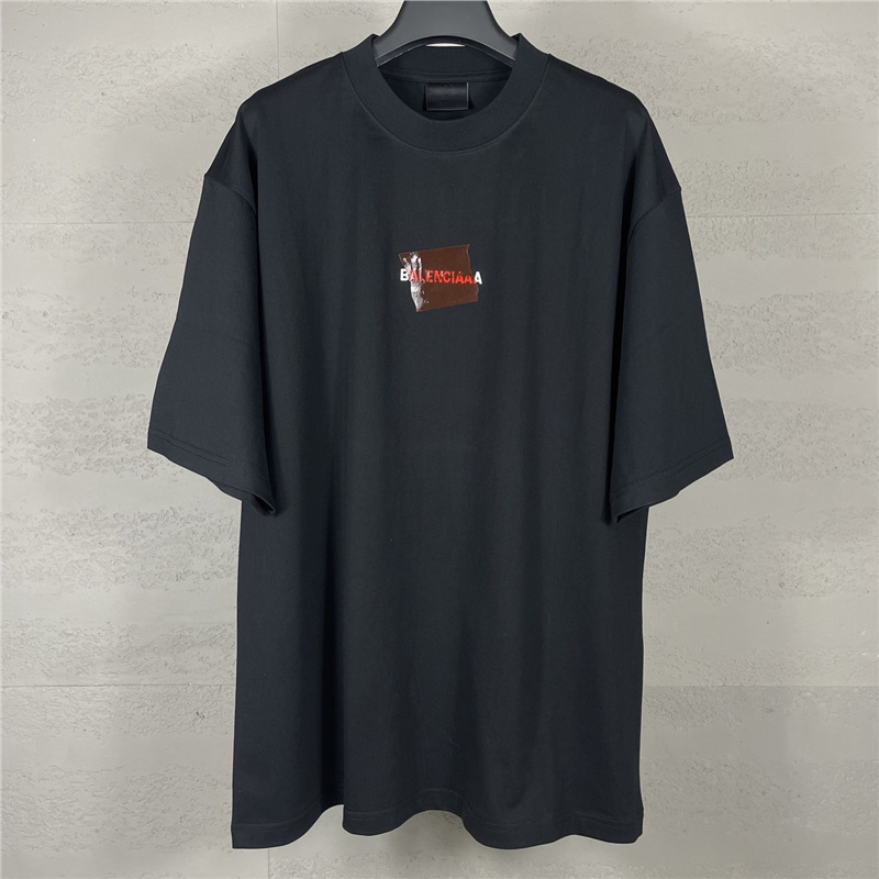 跨境品质B家25SS新款前后字母LOGO刺绣胶带压胶短袖T恤宽夏日必备|undefined
