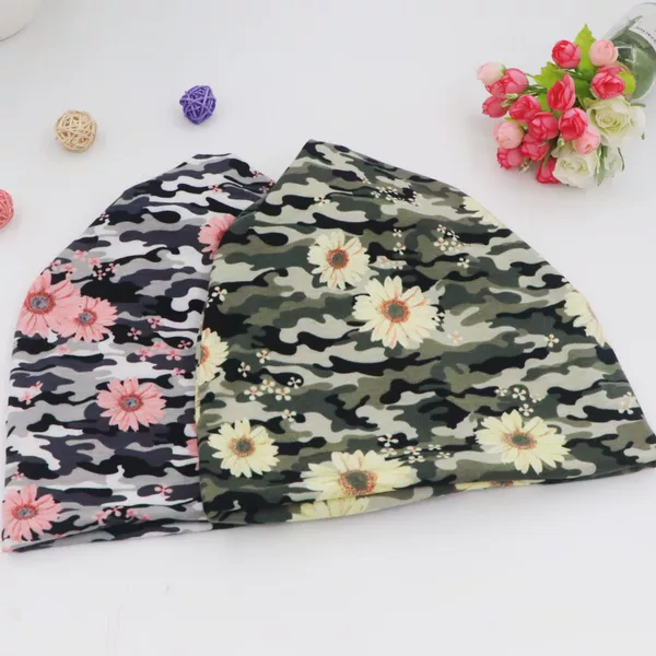 Variety pullover hat multi-purpose headscarf camouflage chrysanthemum dual-use scarf hat pink yellow flower camouflage foreign trade Japanese style