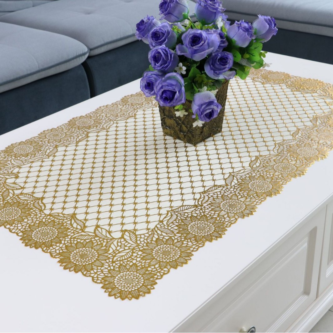 Almohadilla de mesa dorada de PVC 60 * 100 cm a prueba de aceite e impermeable