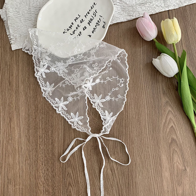 Pañuelo para el cabello pastoral femenino de verano nuevo estilo bufanda de seda multiusos vestido de alta calidad bufanda triangular de encaje correa de cintura