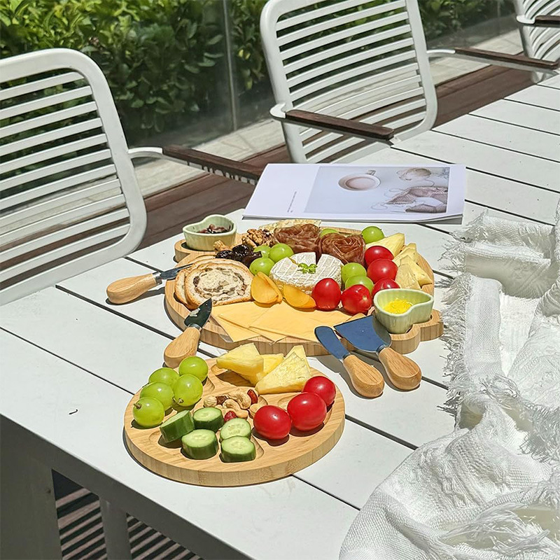 Bandeja de bambú de venta caliente transfronteriza, tabla de desayuno de amor para el hogar, bandeja de dulces de bambú y madera, tabla de cortar disponible de doble cara al por mayor