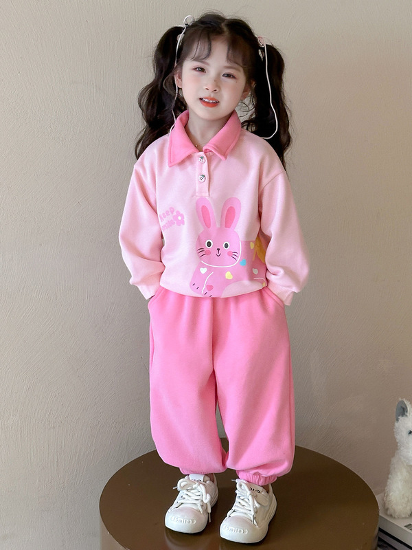 ​女童春秋卫衣套装2025新款韩版卡通兔子宽松两件套宝宝休闲洋气|undefined
