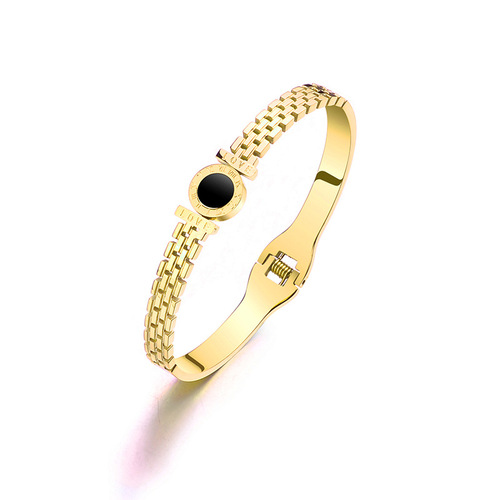 Korean version 18K gold titanium steel bracelet for women ins personality cold style niche design internet celebrity Roman watch bracelet