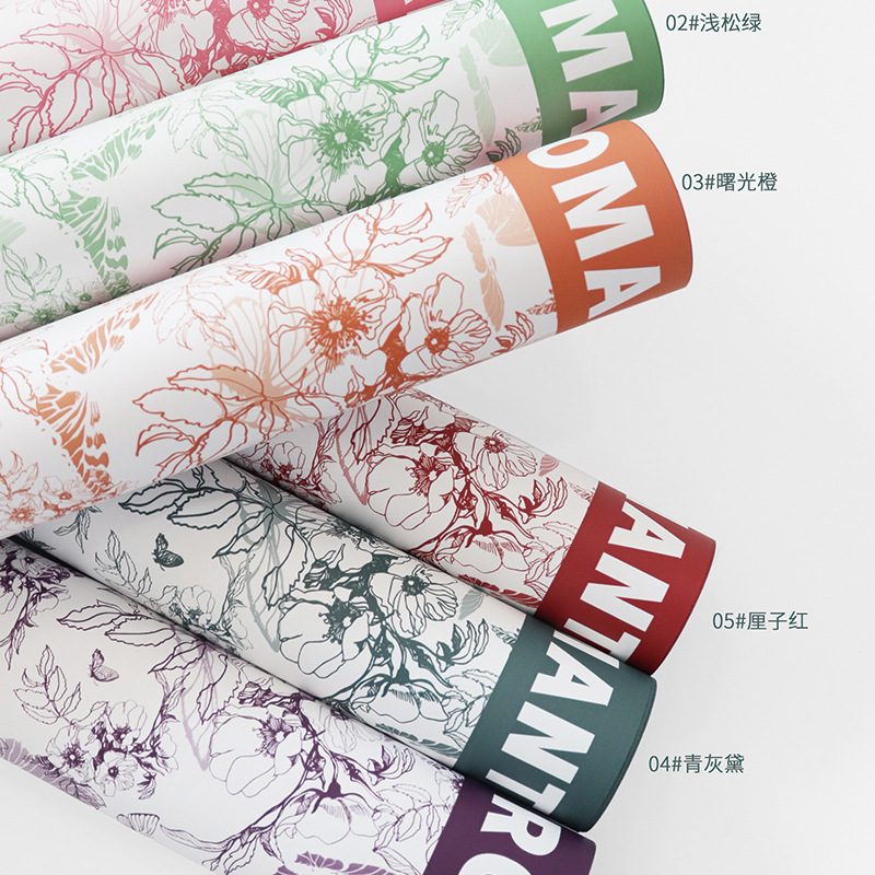 Huaxi fábrica de mariposas floral al por mayor ramo de flores papel de embalaje de flores mariposas inglés material de papel floral florista