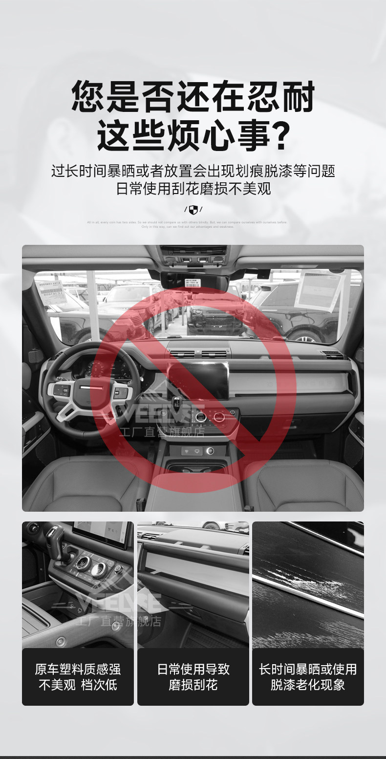 Suitable for Land Rover New Defender 90/110 Carbon Fiber Pattern Interior Decoration Stickers Accessories Steering Wheel Center Console Air Vent Modification