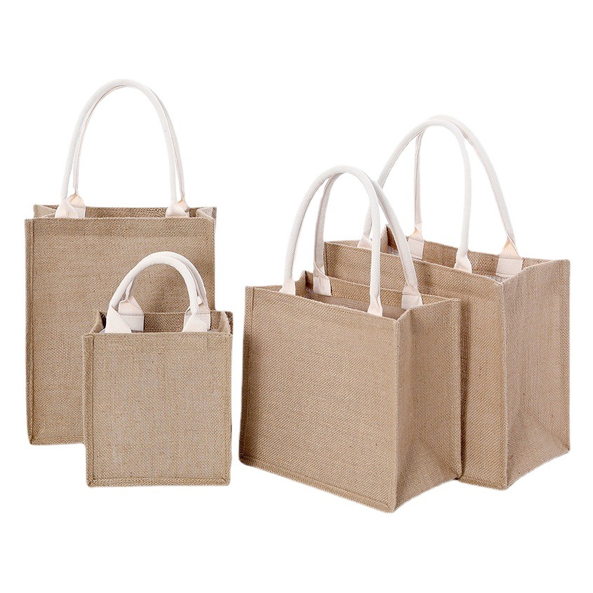 Bolsa de lino en stock centro comercial mismo regalo bolso artístico bricolaje buena ropa de yute bolsa cremallera bolsa de lona