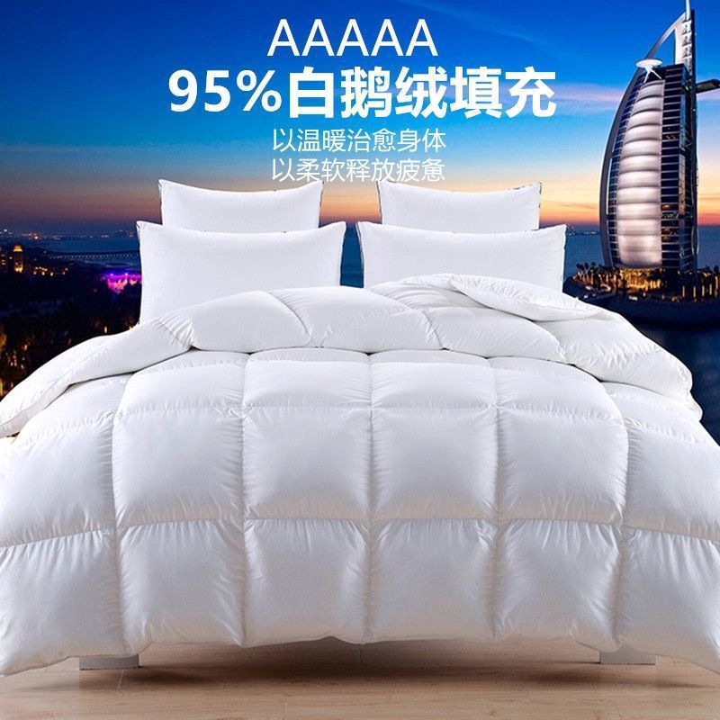 National Standard White Goose Down Comforter, Winter Thickened Heat-Storage Warm Down Duvet for Single and Double Beds, Comfortable, Silent, Lightweight Goose Down