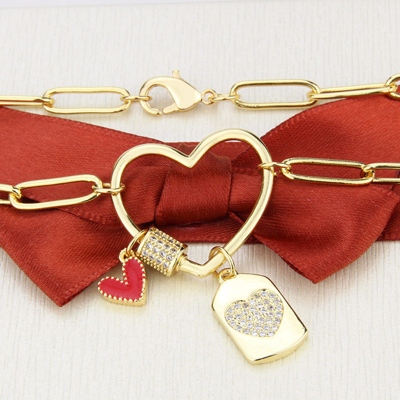 red heart-shaped diamond pendant necklace