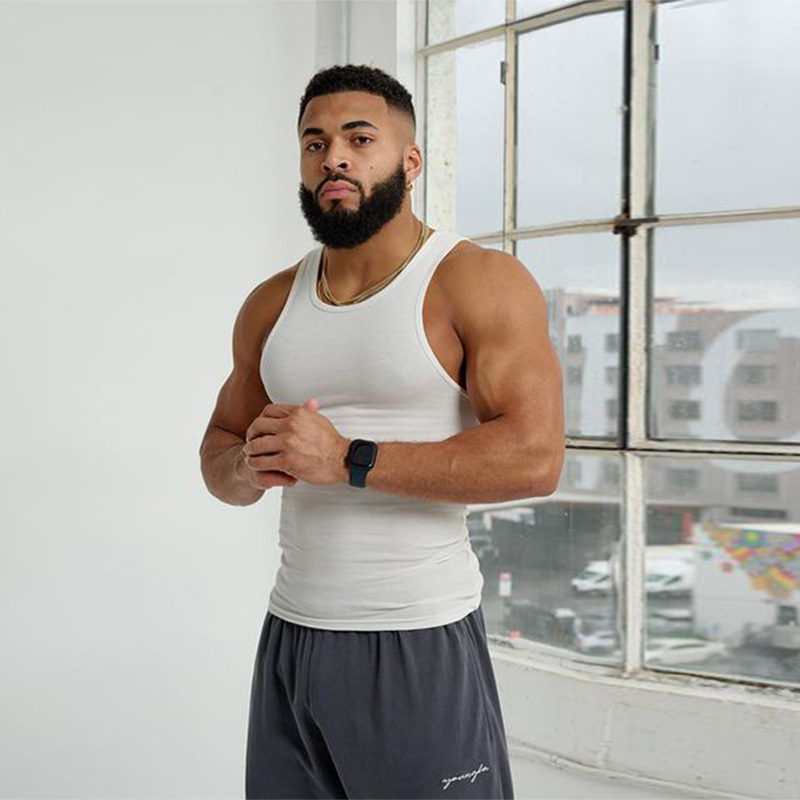 Chaleco de verano para hombre, estilo americano, juvenil, de alta elasticidad, acanalado, ajustado, de secado rápido, transpirable, sin mangas. image 5