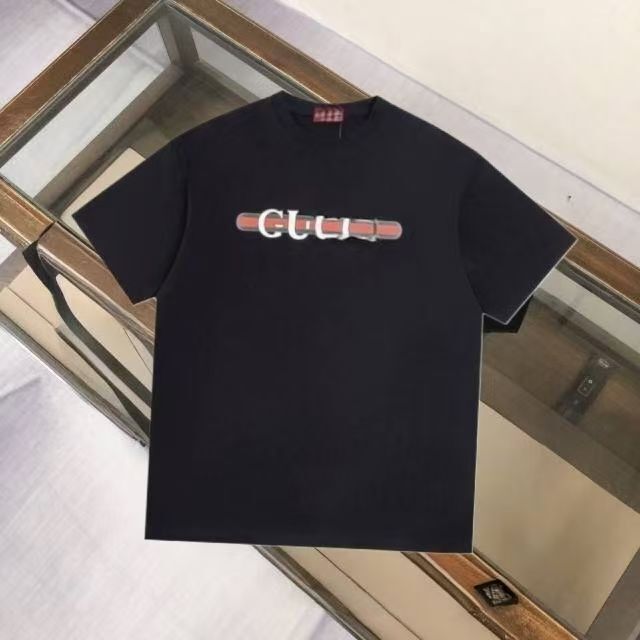 High Version Gu Home Letter Printed Round Neck Loose Short-Sleeved T-Shirt for Men and Women