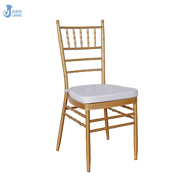 Fábrica al por mayor metal hierro Hotel banquete comedor silla oro blanco al aire libre boda silla Europea Silla de Bambú