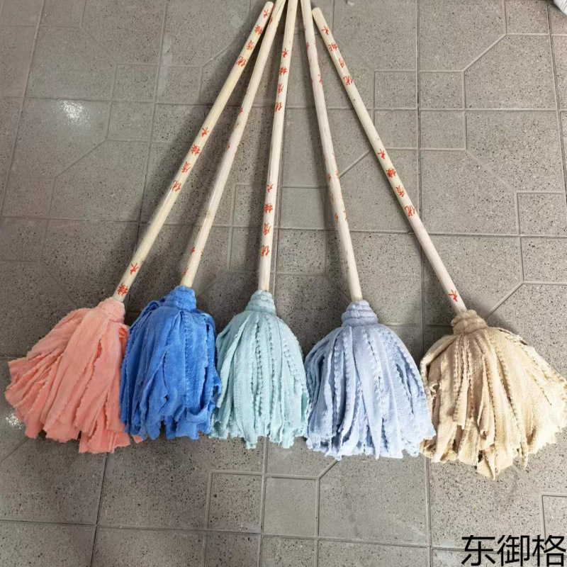 Coral Velvet Mop Absorbs Water Quickly and Does Not Shed Hair. Old-Fashioned Traditional Wet and Dry Mop with Wooden Handle Sold Directly by the Manufacturer